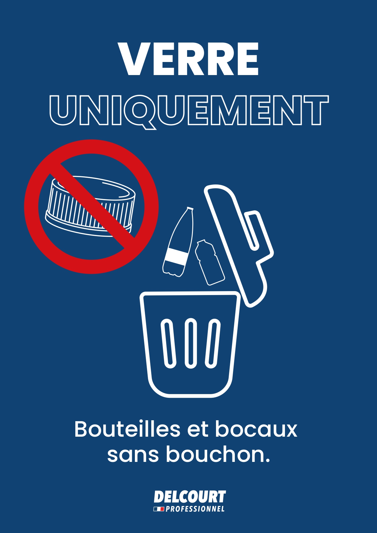 Affiche bac tri du verre collecte sélective entreprise et restauration